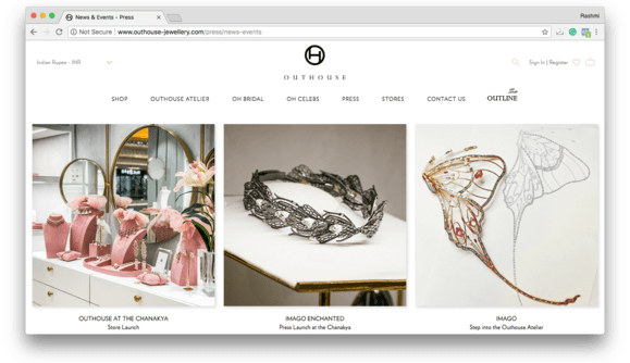 Website Designing & Development for Outhouse Jewellery