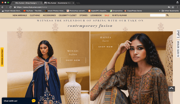 Website Development for Ritu Kumar