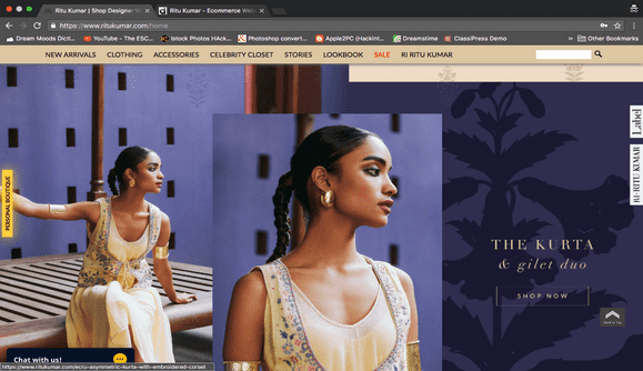 Website Development for Ritu Kumar