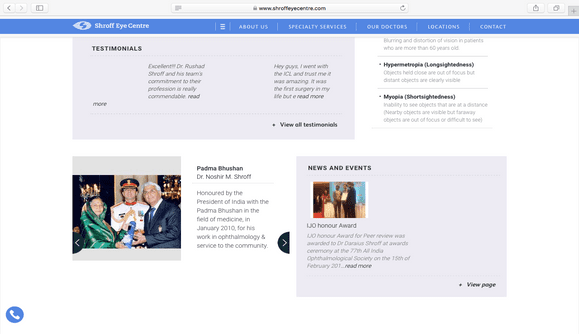 Website Development for Shroff Eye Centre