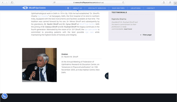 Website Development for Shroff Eye Centre
