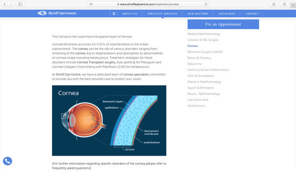 Website Development for Shroff Eye Centre