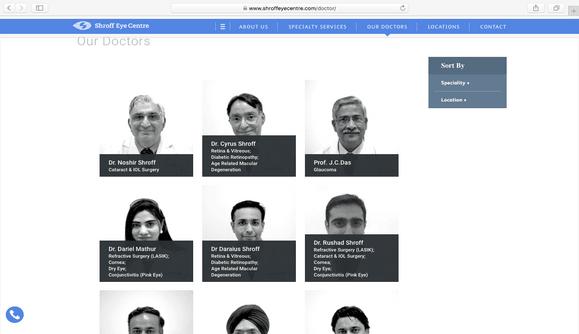 Website Development for Shroff Eye Centre