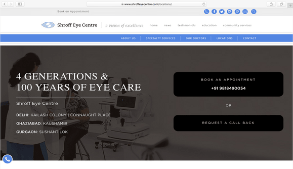 Website Development for Shroff Eye Centre