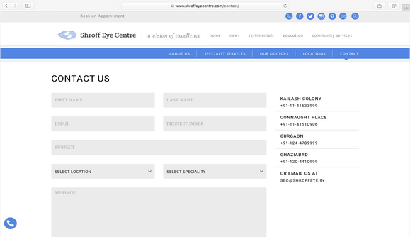 Website Development for Shroff Eye Centre