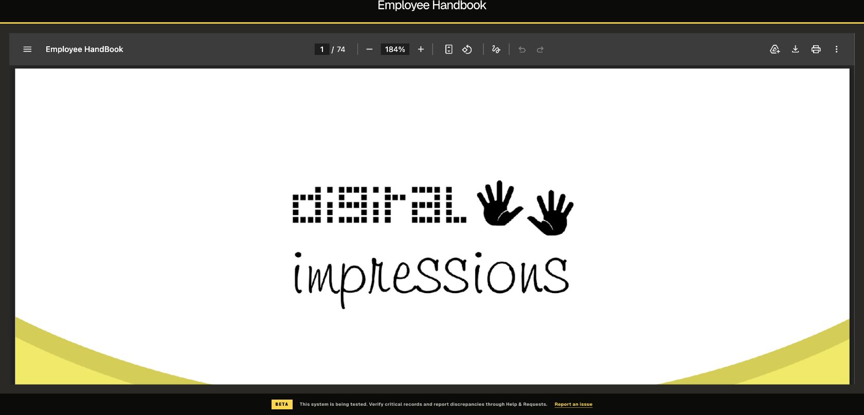 Connect employee handbook workspace