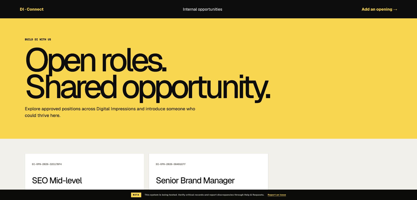 Connect open roles workspace