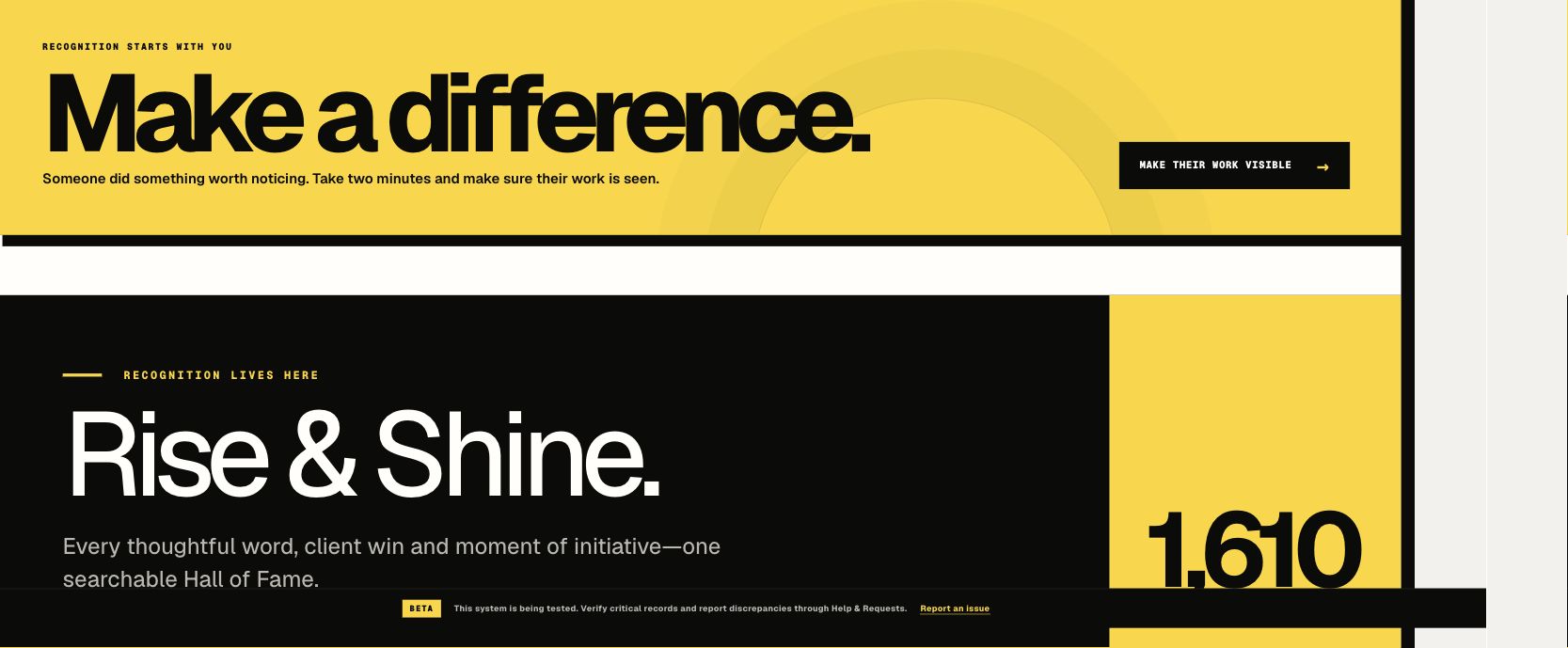 Connect Rise and Shine recognition workspace